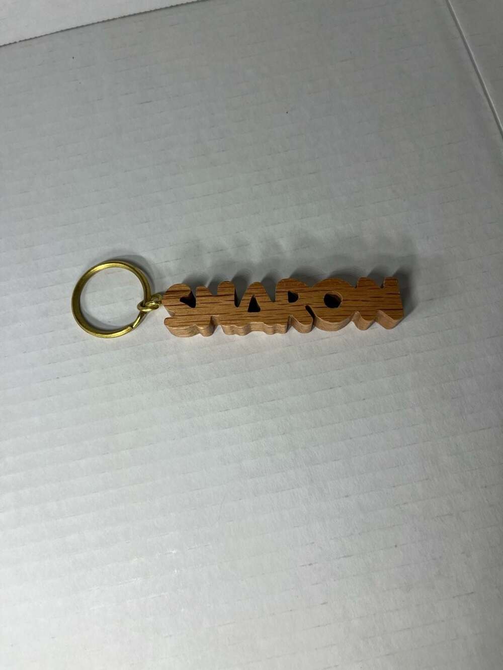 Vintage Keychain SHARON Key Ring Wood Name Fob By Russ Berrie 1980's